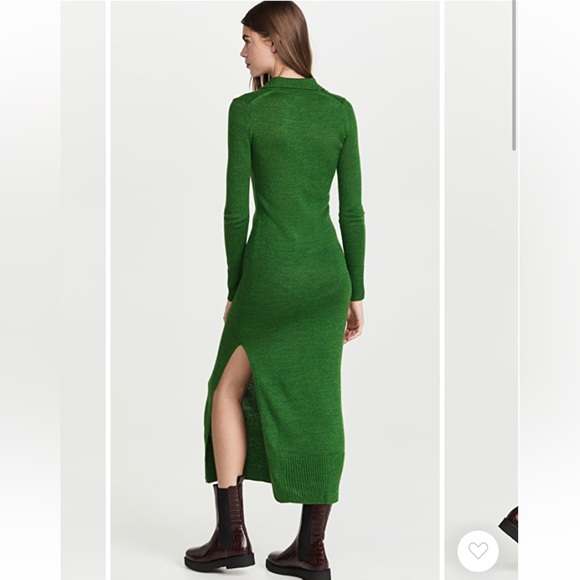 Staud crown polo wool sweater dress: size L in emerald - Picture 5 of 9